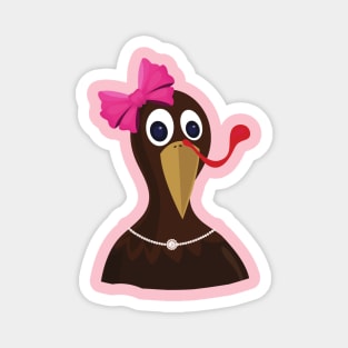 Turkey Face Girl Pink Bow T Shirt | Kids Thanksgiving Gift Magnet