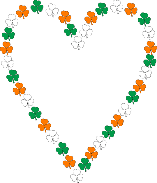 St Patricks Day Shamrock Green White Orange Heart Kids T-Shirt by ellenhenryart