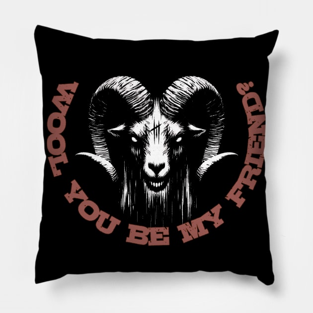 Charming and Friendly Satanic Ram Goat Pillow by MetalByte