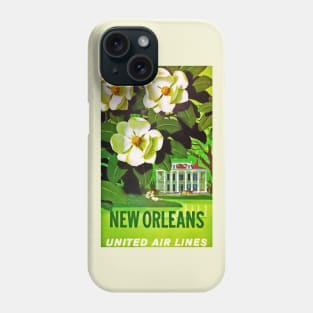 Beautifully Restored United Airlines Vintage Travel Poster - New Orleans Phone Case