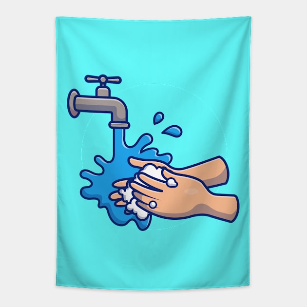 Washing hand cartoon 6 Tapestry by Catalyst Labs