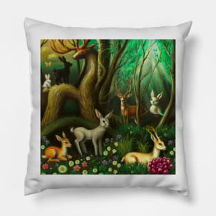 Weirdcore Eerie Forest Painting Pillow