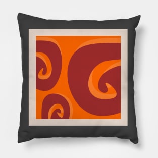 Vintage retro spirals orange posterart 60s style Pillow