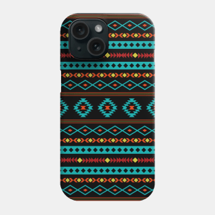 Aztec Mixed Motifs Pattern Reds Yellow Teal Black Phone Case