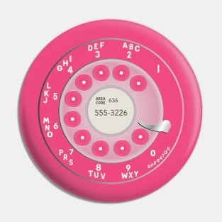 Pink Retro Rotary Phone Dial Pin