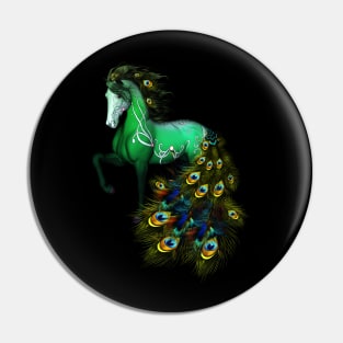 Wonderful fantasy horse with peacock feathers Pin