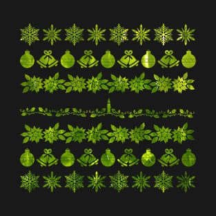 Green Christmas Silhouette Pattern T-Shirt