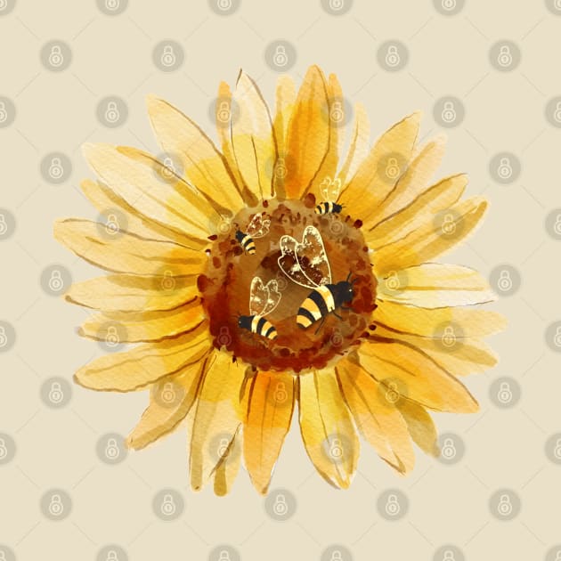 Bee On A Sunflower by Pris25