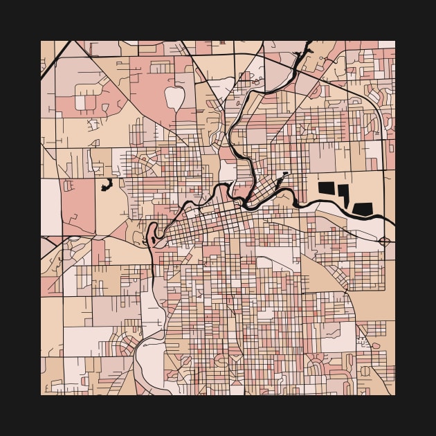 Fort Wayne Map Pattern in Soft Pink Pastels by PatternMaps