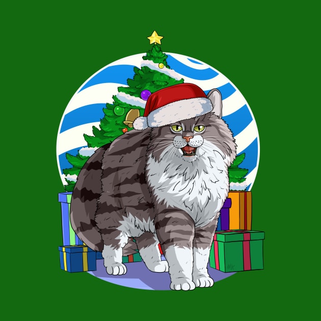 Norwegian Forest Cat Santa Christmas Gift by Noseking