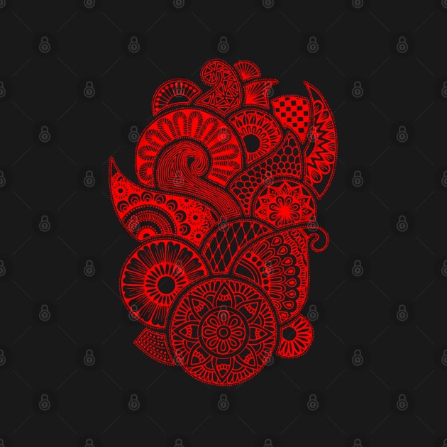 Abstract Mandala design (red on black) by calenbundalas