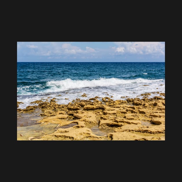 Mediterranean sea water with stone beach by lena-maximova