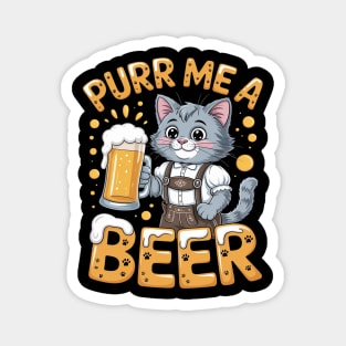British Longhair Cat Bavarian Drinking Beer Purr Me A Beer Magnet