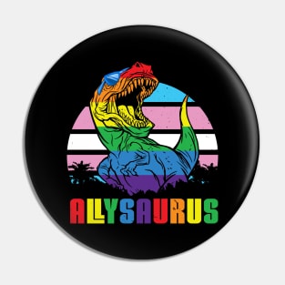 Allysaurus Straight Ally Allosaurus LGBTQ Pride Month Pin