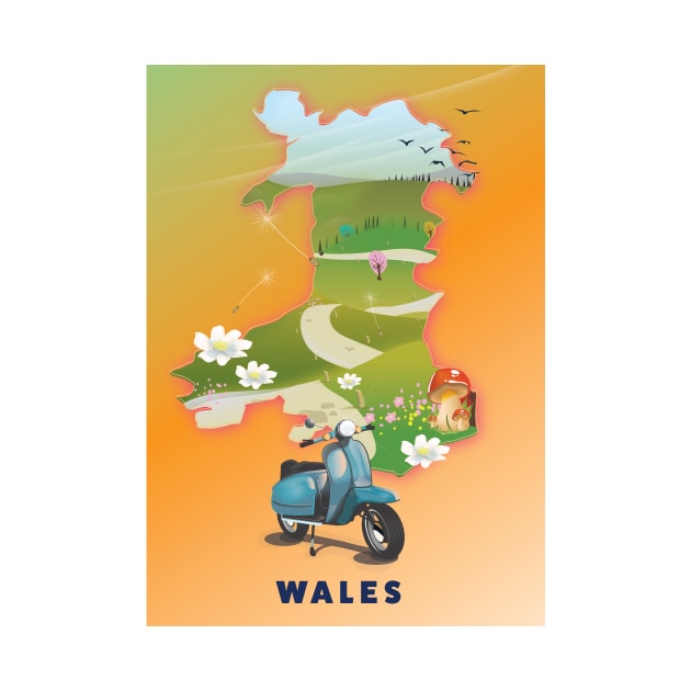 Wales Map Travel poster by nickemporium1