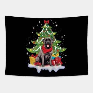 Merry Christmas Tree With Cane Corso Dog Tapestry