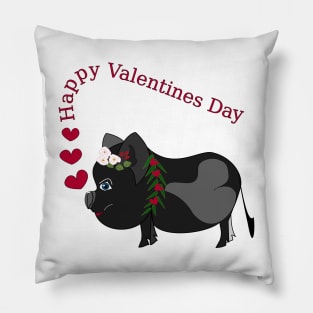 Valentines black piglet Pillow