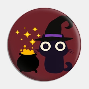 Cute Halloween Cat Witch Pin