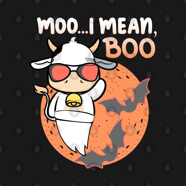 Ghost Cow Halloween Moo , I mean Boo, Funny Cow Lover by alcoshirts