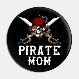 Pirate Mom Skull Crossbones Pin