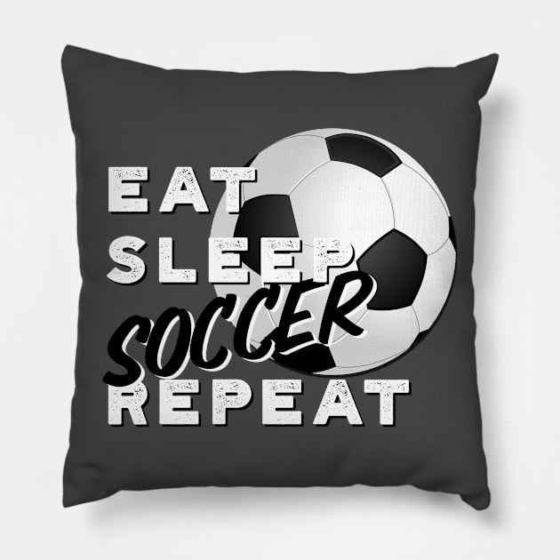 Eat Sleep Soccer Repeat Pillow by Spearhead Ink