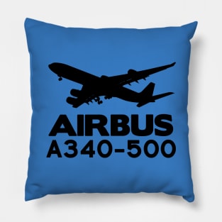 Airbus A340-500 Silhouette Print (Black) Pillow