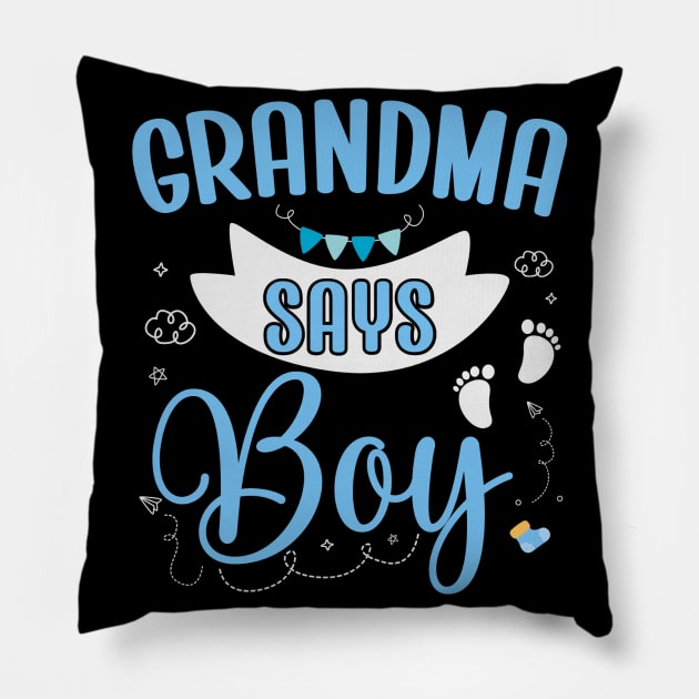 Grandma says Boy cute baby matching family party Pillow by ARTBYHM