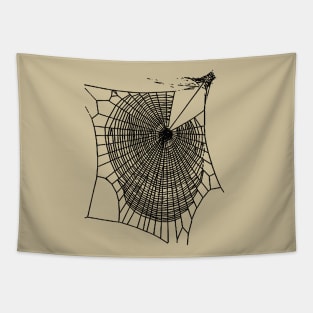 Fun Hand Drawn Spooky Halloween Spiders Web Black Tapestry