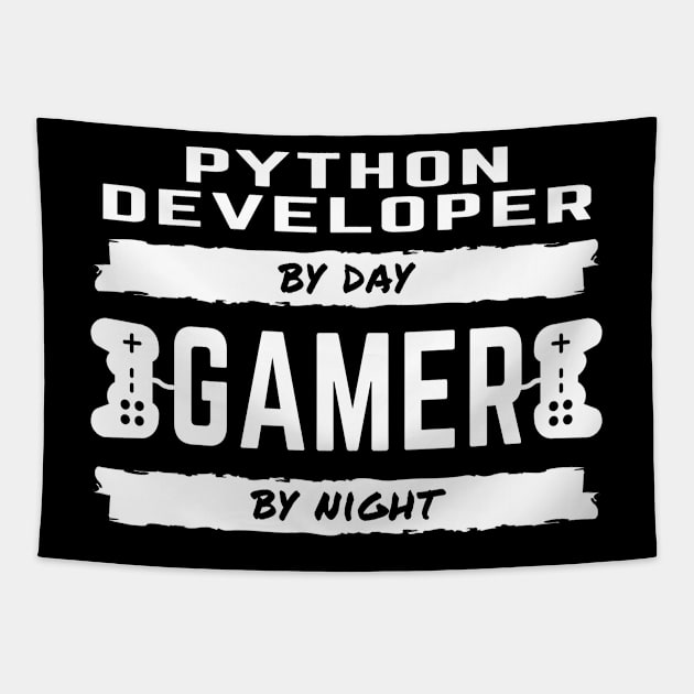 Python Developer By Day - Gamer By Night Tapestry by MrDrajan