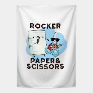 Rocker Paper And Scissors Funny Game Pun Tapestry