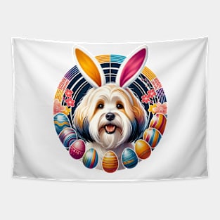 Havanese Delights in Easter with Bunny Ears and Eggs Tapestry