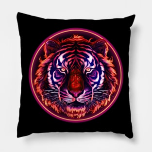 Neon Tiger Face Pillow