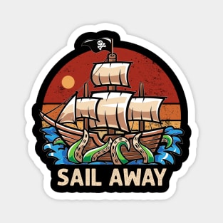 Sail away - retro styled sailing Magnet