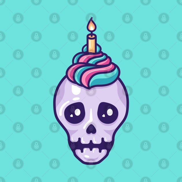 Skull with icing and birthday candle by Sugar & Bones