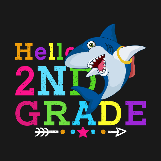 Shark Hello 2nd Grade Tshirt Teachers Kids Back to school Gifts by kateeleone97023