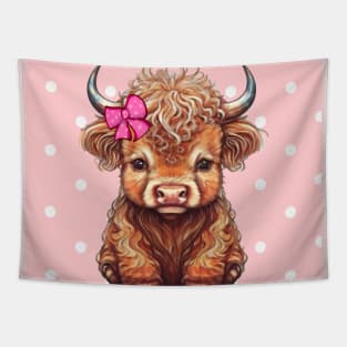 Highland Cow Cute Baby Cow Tapestry