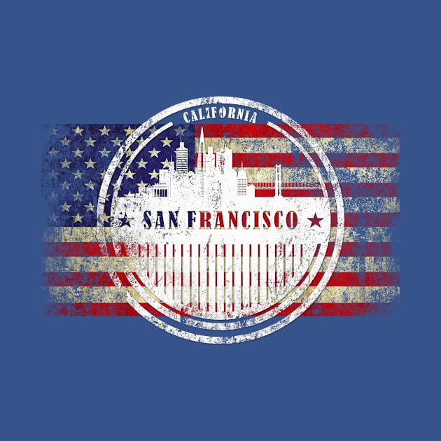 American Flag San Francisco Skyline by DimDom