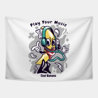 Play your music cool banana Tapestry