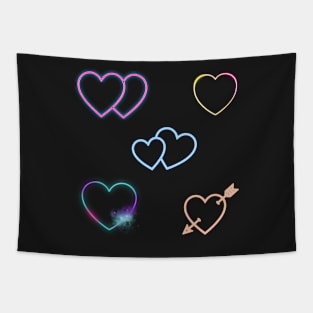 neon hearts sticker pack Tapestry