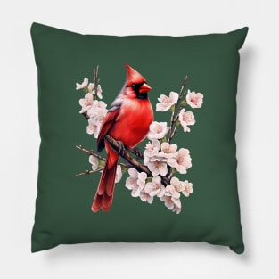 Northern Cardinal Wild Backyard Birds Flower Garden Birders Pillow