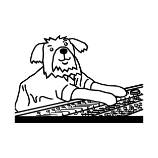 Dog in Control of the Music Mixer Line Drawing T-Shirt