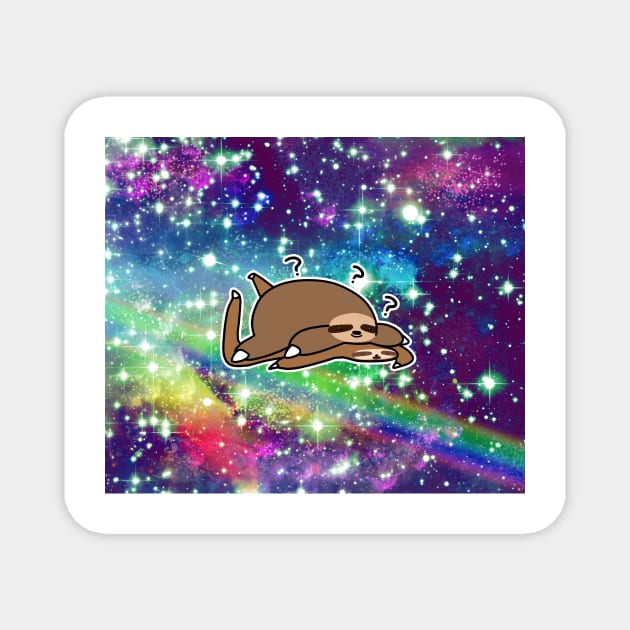 Fat Sloth Meet Flat Sloth - Rainbow Space Magnet by saradaboru