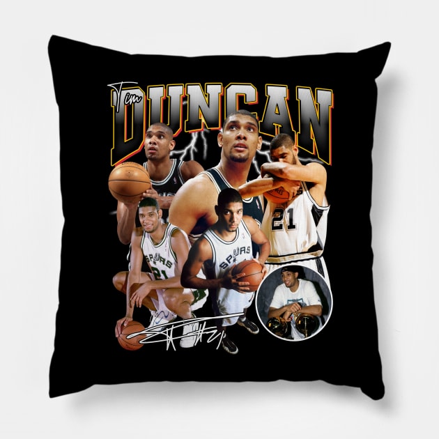 Tim Duncan The Big Fundamental Basketball Signature Vintage Retro 80s 90s Bootleg Rap Style Pillow by CarDE