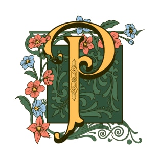 Art Nouveau Letter P, Ornamental Letter P, Art Deco T-Shirt