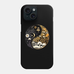 Golden Floral Mushroom Ying Yang Design Phone Case