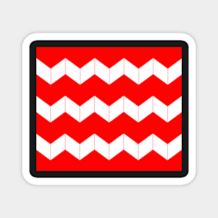 Abstract geometric pattern - zigzag - red and white. Magnet