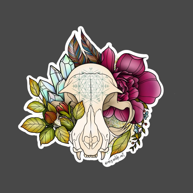 Cat Skull Tattoo Design by @meg.wilde.art