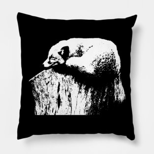 Fox Sleeping on Stump Cute Wildlife Nature Vintage Design Pillow