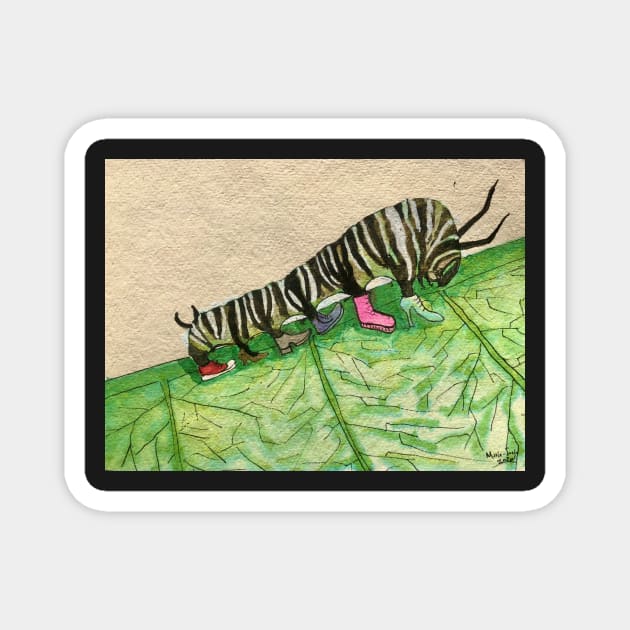 The Caterpillar's Shoes Magnet by artmarieso