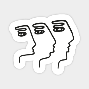 Abstract Faces Fingers Doodle One Line Art Magnet